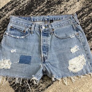 Levi's Light Blue Distressed Jean Shorts